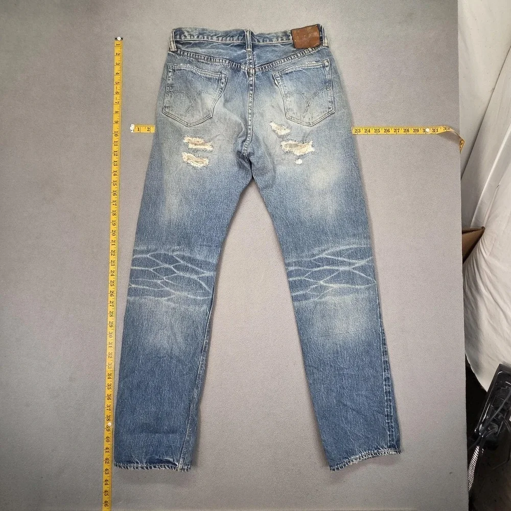 Fullcount Jeans Mens Blue Selvedge Thrashed Destroyed Fits 30x32